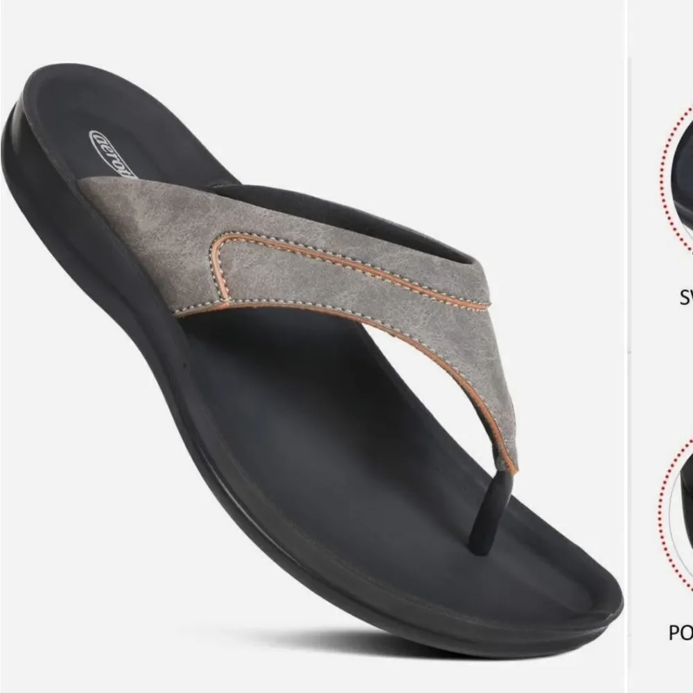 Stylish Men's Gray and Black Flip-Flops